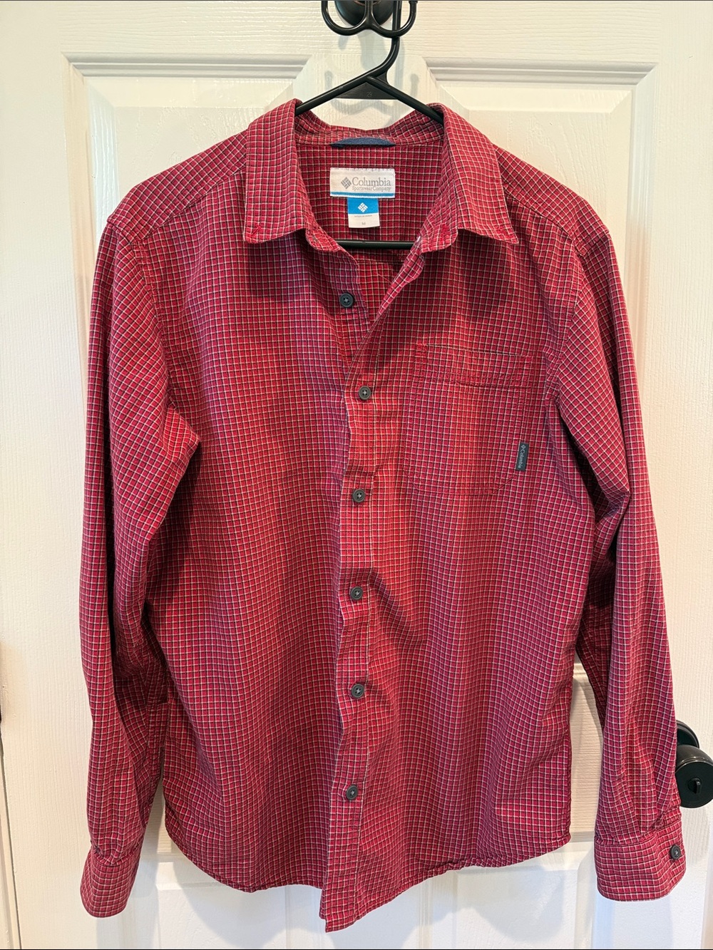 Columbia Men's Red Checked Button-Down Shirt